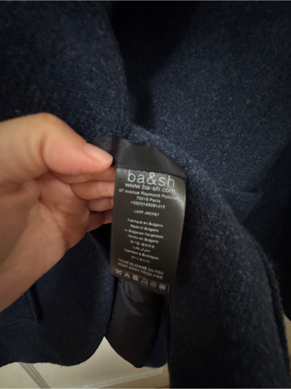 ba&sh Navy Wool-Blend Single-Button Blazer - Picture 3 of 5